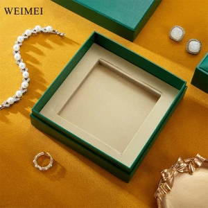 WEIMEI High-end customize logo Green Paper Box in Box Packaging Ring Necklace Earring Jewelry Gift Packaging Set Box