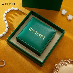 WEIMEI High-end customize logo Green Paper Box in Box Packaging Ring Necklace Earring Jewelry Gift Packaging Set Box