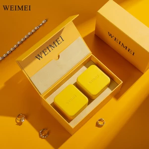 WEIMEI Luxury Two-Piece Set Jewelry Gift Box Set, High-End Wedding Ring Packaging Elegant Yellow and Purple WEIMEI Boxes