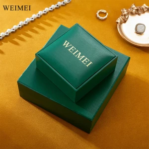 WEIMEI High-end customize logo Green Paper Box in Box Packaging Ring Necklace Earring Jewelry Gift Packaging Set Box