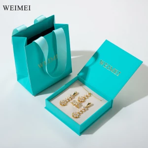 WEIMEI Custom Logo Biodegradable Jewelry Cardboard jewelry Packaging Gift box for Ring Earring Necklace