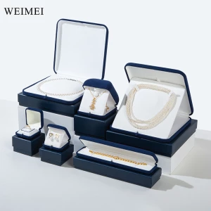 WEIMEI High-End Dark Blue Microfiber Jewelry Boxes Premium Microfiber Packaging for Luxury Jewelry