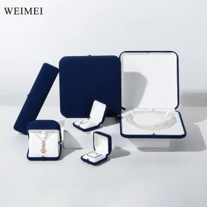 WEIMEI High-End Dark Blue Microfiber Jewelry Boxes Premium Microfiber Packaging for Luxury Jewelry