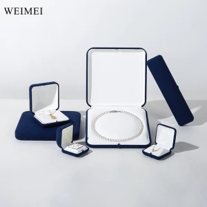 WEIMEI High-End Dark Blue Microfiber Jóias Caixas Premium Microfiber Embalagem para Jóias de Luxo--en