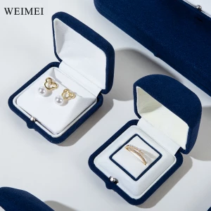 WEIMEI High-End Dark Blue Microfiber Jewelry Boxes Premium Microfiber Packaging for Luxury Jewelry