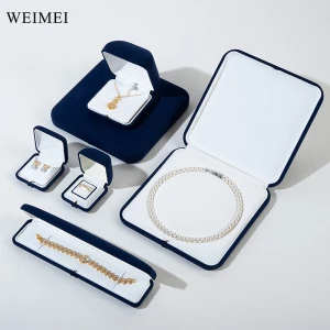 WEIMEI High-End Dark Blue Microfiber Jewelry Boxes Premium Microfiber Packaging for Luxury Jewelry