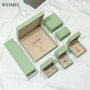 WEIMEI Green PU Leather Jewelry Gift Box Storing Necklaces Pendants Bangles Ring Box Bangle Pendant Box