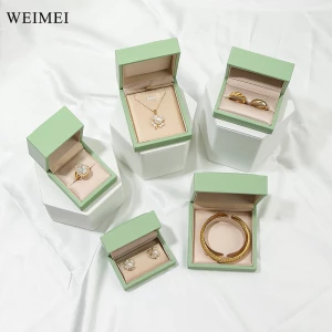 WEIMEI Green PU Leather Jewelry Gift Box Storing Necklaces Pendants Bangles Ring Box Bangle Pendant Box