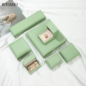 WEIMEI Green PU Leather Jewelry Gift Box Storing Necklaces Pendants Bangles Ring Box Bangle Pendant Box