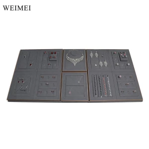 WEIMEI Wholesale Luxury Suede Jewellery Showcase Stand Blue Velvet Jewelry Counter Display Set