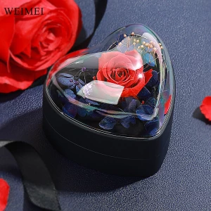 WEIMEI Wholesale Valentine's Day Jewelry Boxes Proposal Ring Necklace Gift Set Heart-Shaped Eternal Flower Black Jewelry