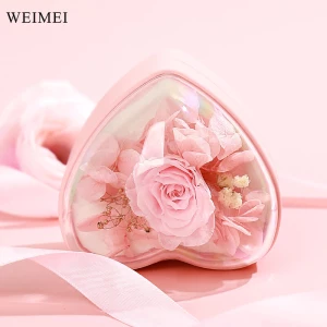 WEIMEI Wholesale Valentine's Day Jewelry Boxes Proposal Ring Necklace Gift Set Heart-Shaped Eternal Flower Black Jewelry