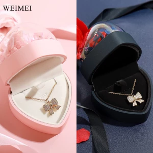 WEIMEI Wholesale Valentine's Day Jewelry Boxes Proposal Ring Necklace Gift Set Heart-Shaped Eternal Flower Black Jewelry