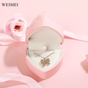 WEIMEI Wholesale Valentine's Day Jewelry Boxes Proposal Ring Necklace Gift Set Heart-Shaped Eternal Flower Black Jewelry