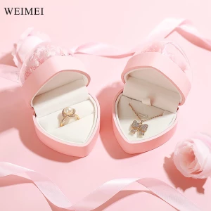 WEIMEI Wholesale Valentine's Day Jewelry Boxes Proposal Ring Necklace Gift Set Heart-Shaped Eternal Flower Black Jewelry