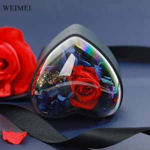 WEIMEI Wholesale Valentine's Day Jewelry Boxes Proposal Ring Necklace Gift Set Heart-Shaped Eternal Flower Black Jewelry