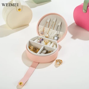 WEIMEI High-Capacity Pu Leather Portable Travel Leather Jewelry Organizer Display Boxes for Necklaces Rings Earrings Storage