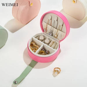 WEIMEI High-Capacity Pu Leather Portable Travel Leather Jewelry Organizer Display Boxes for Necklaces Rings Earrings Storage