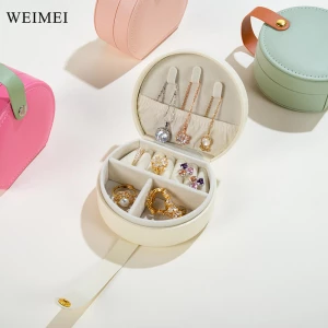 WEIMEI High-Capacity Pu Leather Portable Travel Leather Jewelry Organizer Display Boxes for Necklaces Rings Earrings Storage