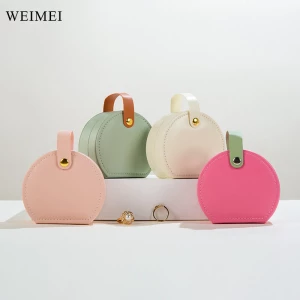 WEIMEI High-Capacity Pu Leather Portable Travel Leather Jewelry Organizer Display Boxes for Necklaces Rings Earrings Storage