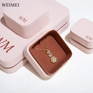 WEIMEI Custom Blue Lid and Base Ring Jewelry Gift Packaging Luxury Leather Jewelry Box Set Necklace Ring Earring