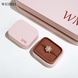 WEIMEI Custom Blue Lid and Base Ring Jewelry Gift Packaging Luxury Leather Jewelry Box Set Necklace Ring Earring