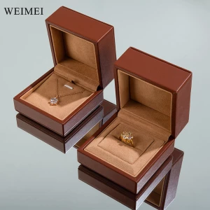 WEIMEI Custom New hot selling Black PU Leather Suede Insert Ring Boxes with outer paper Gift box Packaging Jewelry Boxes