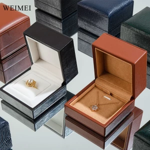 WEIMEI Custom New hot selling Black PU Leather Suede Insert Ring Boxes with outer paper Gift box Packaging Jewelry Boxes