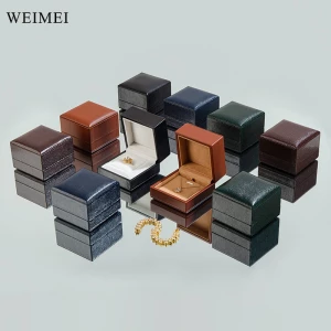 WEIMEI Custom New hot selling Black PU Leather Suede Insert Ring Boxes with outer paper Gift box Packaging Jewelry Boxes