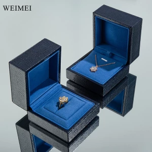 WEIMEI Custom New hot selling Black PU Leather Suede Insert Ring Boxes with outer paper Gift box Packaging Jewelry Boxes