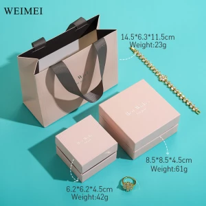 WEIMEI Custom Logo Jewelry Box Set Eco-Friendly Recyclable Box with Paper Bag Cleaning Cloth for Gift Packaging