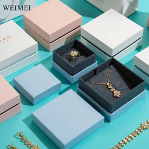 WEIMEI Custom Logo Jewelry Box Set Eco-Friendly Recyclable Box with Paper Bag Cleaning Cloth for Gift Packaging