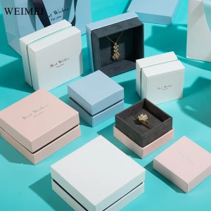 WEIMEI Custom Logo Jewelry Box Set Eco-Friendly Recyclable Box with Paper Bag Cleaning Cloth for Gift Packaging