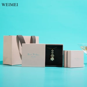 WEIMEI Custom Logo Jewelry Box Set Eco-Friendly Recyclable Box with Paper Bag Cleaning Cloth for Gift Packaging