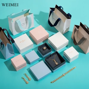 WEIMEI Custom Logo Jewelry Box Set Eco-Friendly Recyclable Box with Paper Bag Cleaning Cloth for Gift Packaging