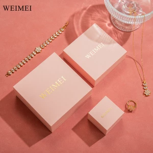 WEIMEI One Stop Packaging Service pink Flip Cardboard Paper Jewelry Packaging Gift Earring Display Set Boxes