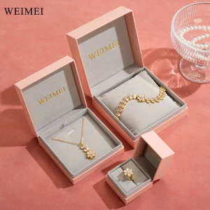 WEIMEI One Stop Packaging Service pink Flip Cardboard Paper Jewelry Packaging Gift Earring Display Set Boxes