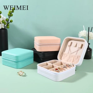 WEIMEI AMZ hot sale stock zipper Jewelry travel portable storage bag 10*10*5cm jewelry organzier box