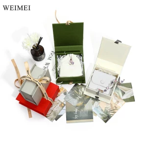 WEIMEI custom printing packaging set plan paper gift box cardboard jewelry packaging box for necklace earring with paper bag