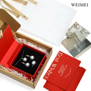 WEIMEI custom printing packaging set plan paper gift box cardboard jewelry packaging box for necklace earring with paper bag