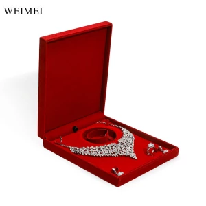 WEIMEI microfiber suede Jewelry box custom logo high quality wedding velvet jewelry gift boxes pendant necklace set box