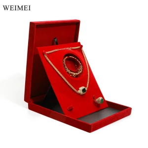 WEIMEI microfiber suede Jewelry box custom logo high quality wedding velvet jewelry gift boxes pendant necklace set box