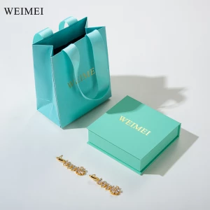 WEIMEI Eco-friendly Custom Logo Book Shape Paper Necklace Earring Ring Pendant Jewelry Gift Packaging Box with paper bag