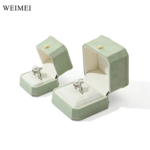 WEIMEI Custom Octagon Velvet Green Jewelry Packaging Gift Boxes Ring Necklace Bracelet Pendant Jewelry Boxes Caja Joyas