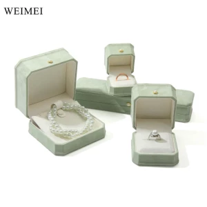 WEIMEI Custom Octagon Velvet Green Jewelry Packaging Gift Boxes Ring Necklace Bracelet Pendant Jewelry Boxes Caja Joyas