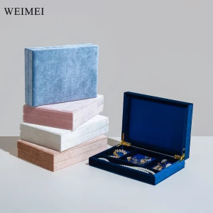 WEIMEI 도매 맞춤형 로고 벨벳 장신구 상자 프리미엄 벨벳 목걸이 반지 귀걸이 펜던트 포장 장신구 수납함