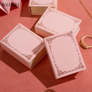 WEIMEI Custom Logo Printed Recyclable Book Style Paper Ring Packaging Jewelry Boxes Necklace Pendant Box Jewelry Packaging Box