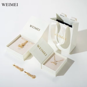 WEIMEI Custom color Eco New Design Book Shape Earring Necklace Gift Packaging White Jewelry Paper Boxes with Logo