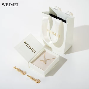 WEIMEI Custom color Eco New Design Book Shape Earring Necklace Gift Packaging White Jewelry Paper Boxes with Logo