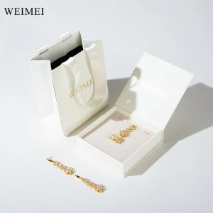 WEIMEI Custom color Eco New Design Book Shape Earring Necklace Gift Packaging White Jewelry Paper Boxes with Logo